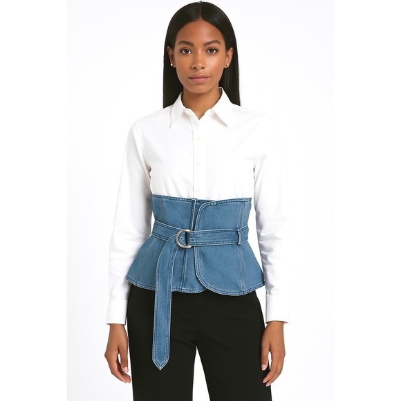 Zara Accessories - Zara Denim Corset Belt Waist Cincher Peplum Top M/L Maximalist Accessories 89-41